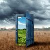 Creative,Background.,Old,Wooden,Door,,Blue,Color,,In,The,Box.